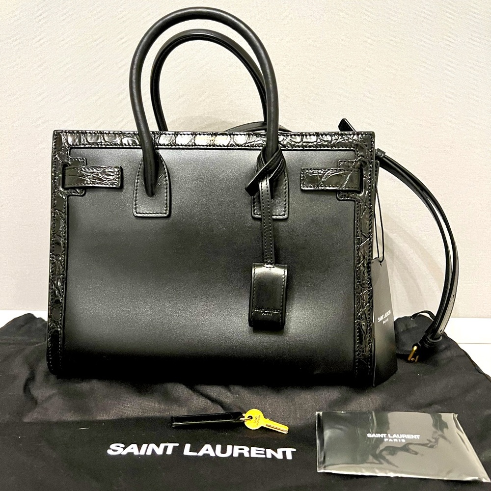 Saint Laurent Baby Sac De Jour soft leather with croco embossed trim